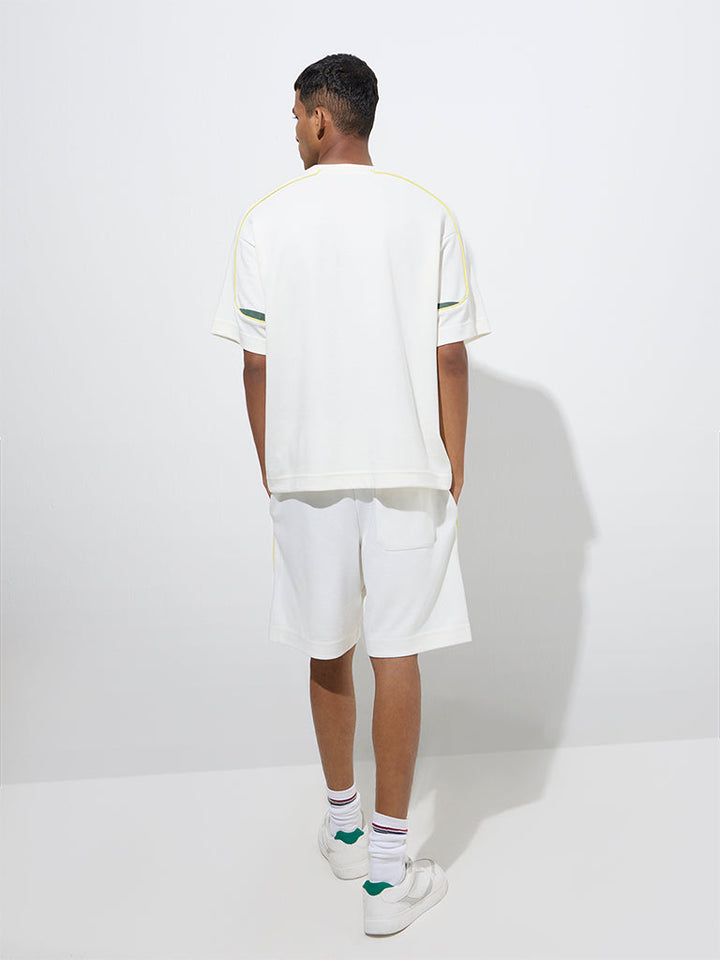 Studiofit White Relaxed-Fit Mid-Rise Cotton-Blend Shorts