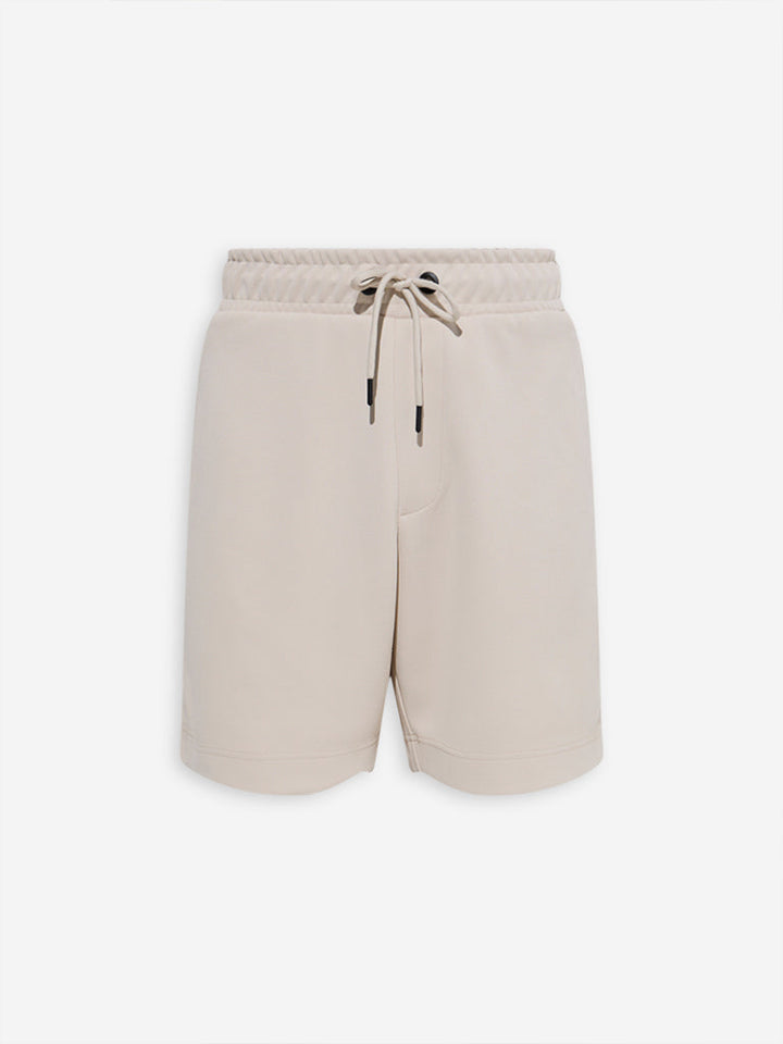 Studiofit Light Beige Relaxed-Fit Mid-Rise Shorts