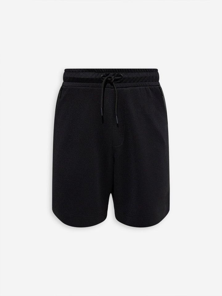 Studiofit Black Solid Relaxed-Fit Mid-Rise Shorts