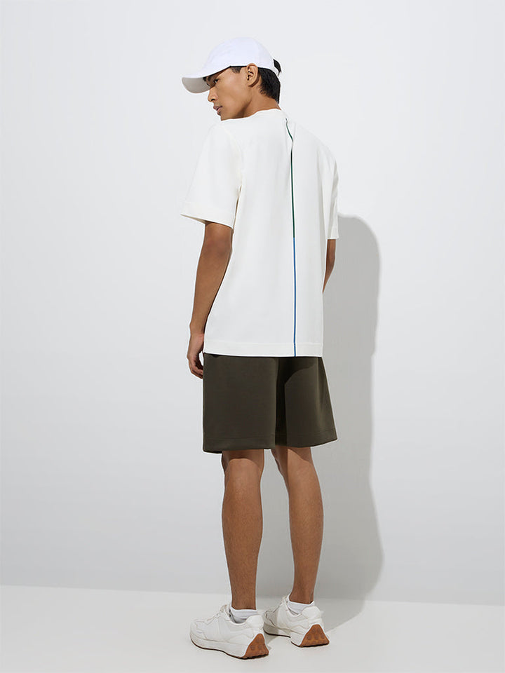 Studiofit Olive Solid Relaxed-Fit Mid-Rise Shorts