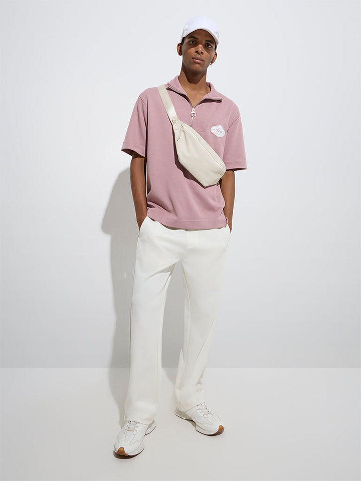 Studiofit Off-White Relaxed-Fit Cotton-Blend Track Pants