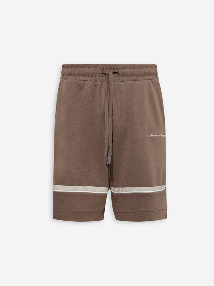 Studiofit Taupe Relaxed-Fit Mid-Rise Cotton-Blend Shorts
