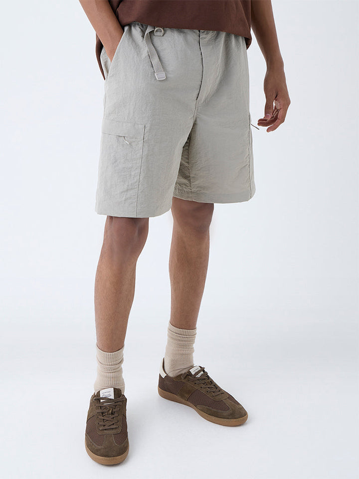 Studiofit Taupe Relaxed-Fit Mid-Rise Shorts