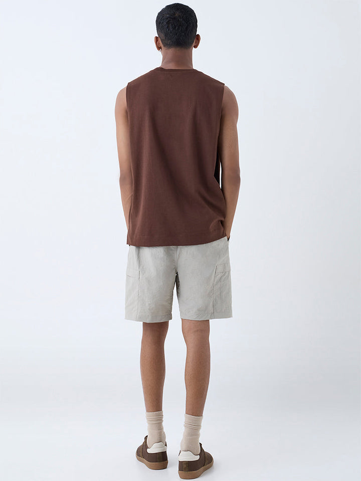 Studiofit Taupe Relaxed-Fit Mid-Rise Shorts