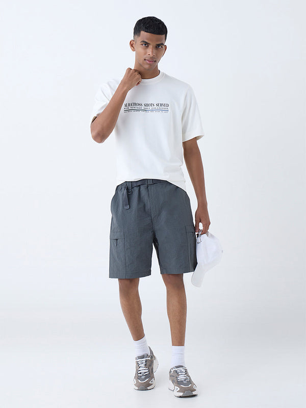 Studiofit Dark Grey Relaxed-Fit Mid-Rise Shorts