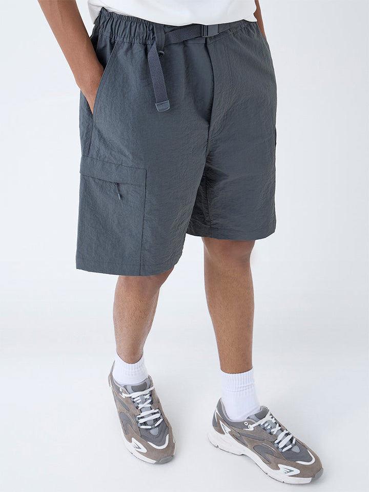 Studiofit Dark Grey Relaxed-Fit Mid-Rise Shorts