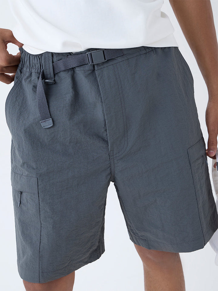Studiofit Dark Grey Relaxed-Fit Mid-Rise Shorts