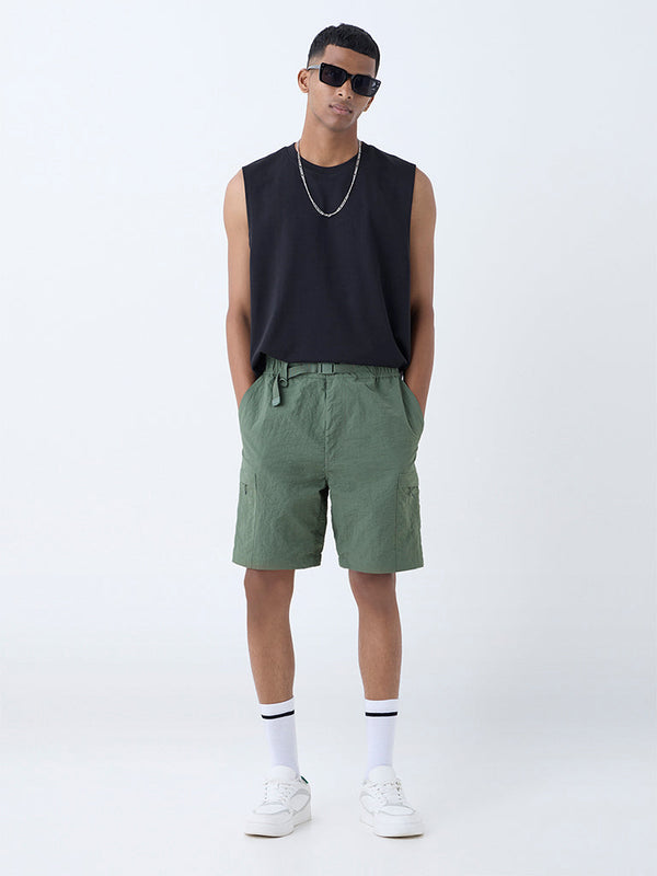 Studiofit Olive Relaxed-Fit Mid-Rise Shorts