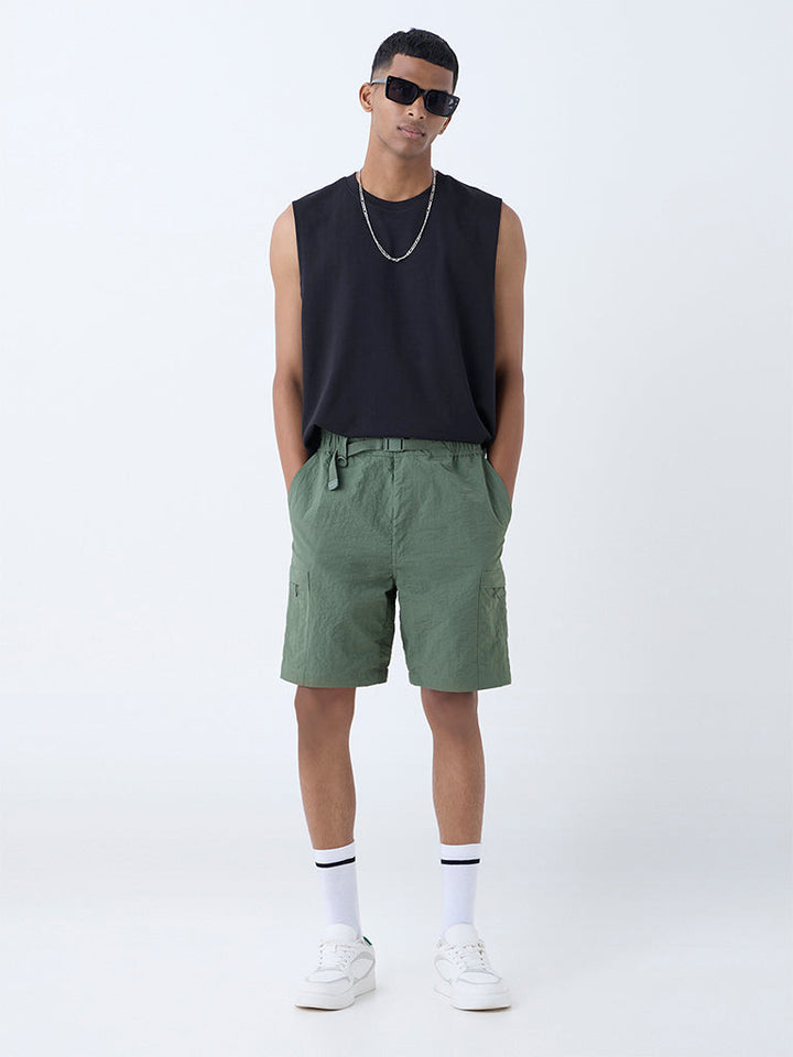 Studiofit Olive Relaxed-Fit Mid-Rise Shorts