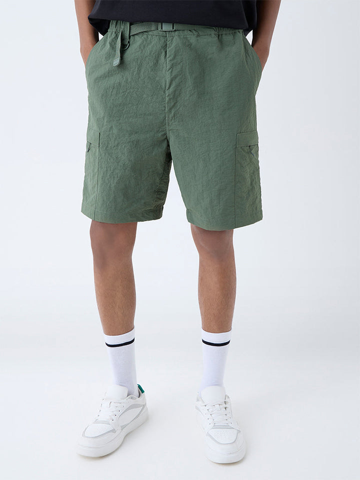 Studiofit Olive Relaxed-Fit Mid-Rise Shorts