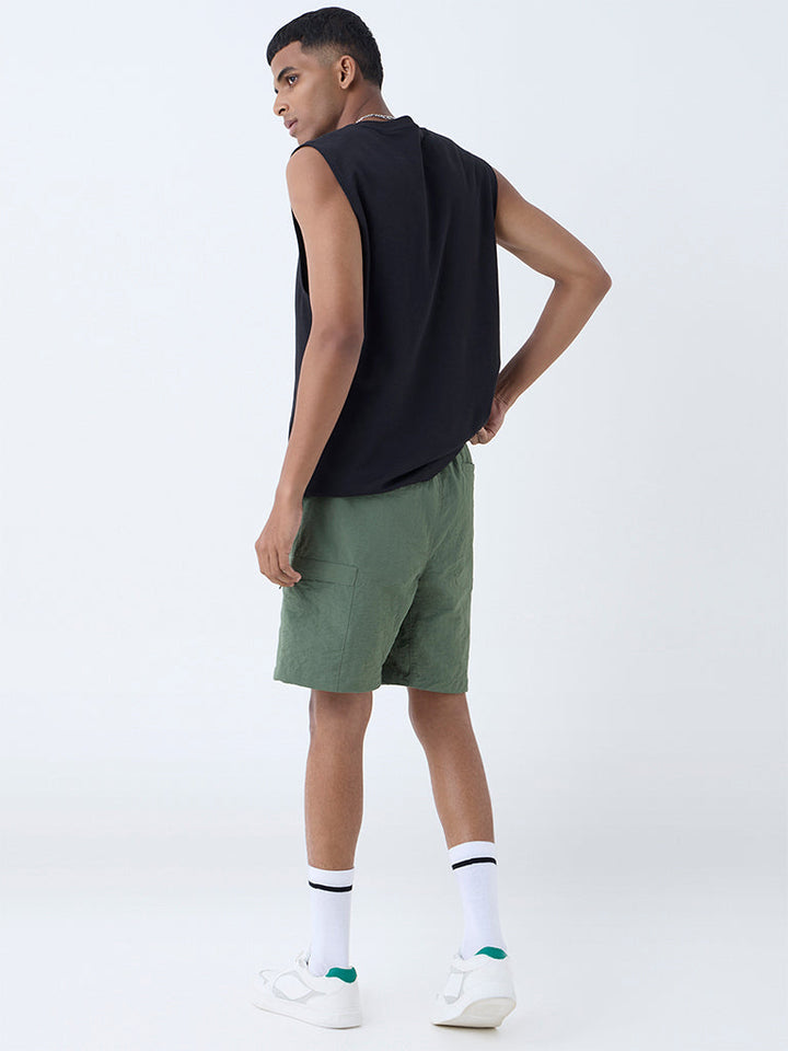 Studiofit Olive Relaxed-Fit Mid-Rise Shorts