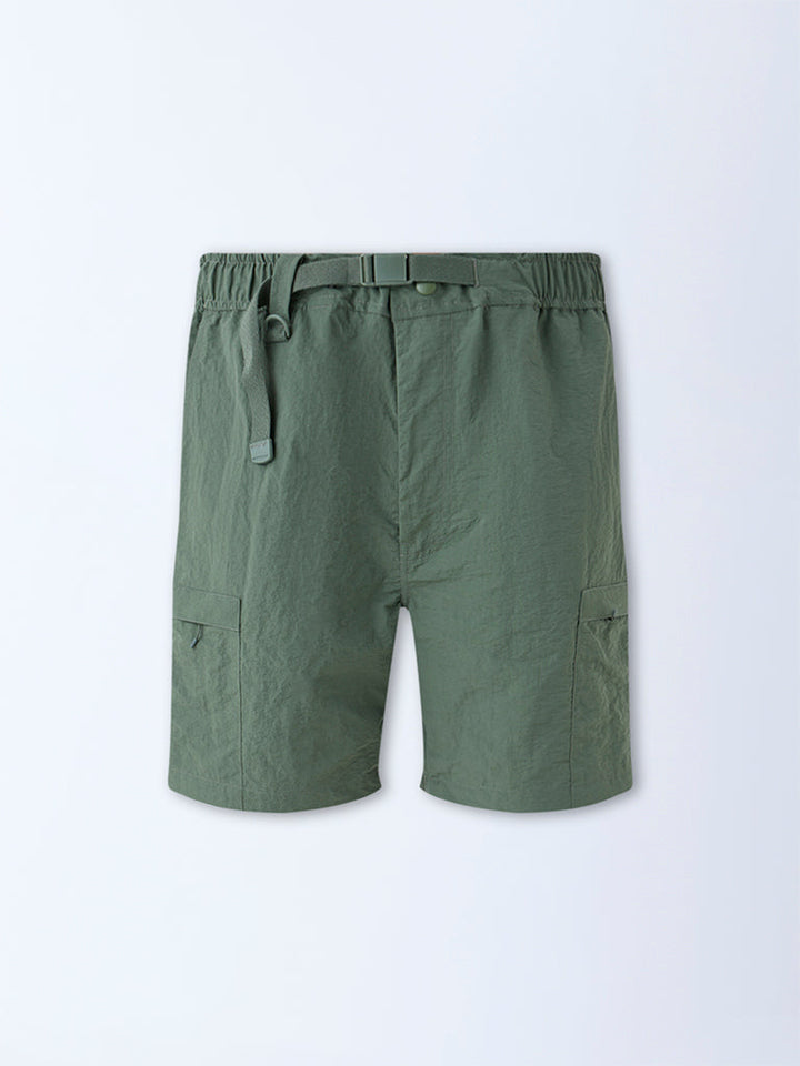 Studiofit Olive Relaxed-Fit Mid-Rise Shorts