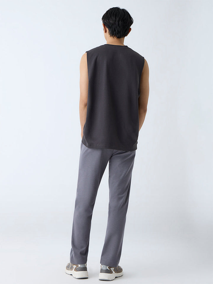 Studiofit Grey Relaxed-Fit Mid-Rise Track Pants