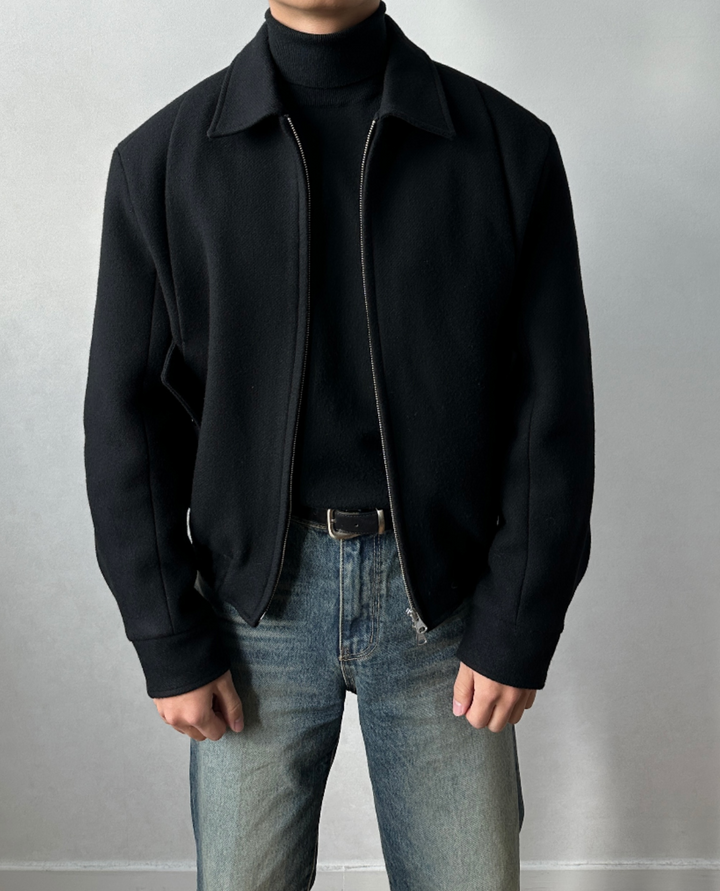 Sebastian Wool Zip Jacket Black
