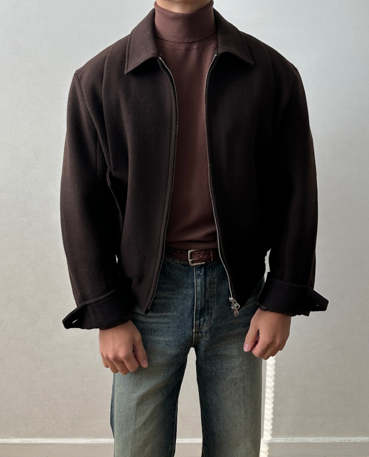 Sebastian Wool Zip Jacket Brown