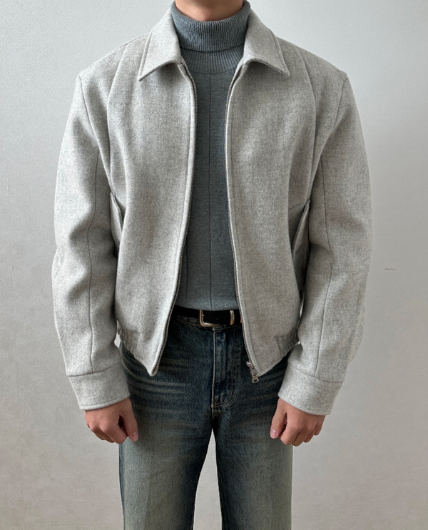 Sebastian Wool Zip Jacket Light Grey