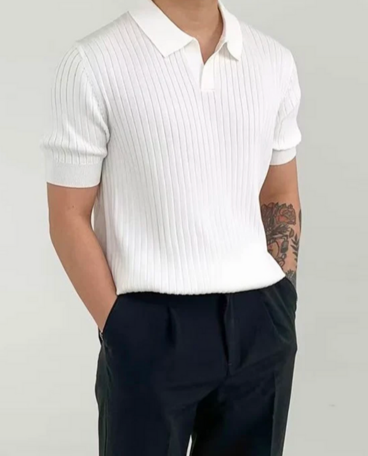 Slim-Fit Ribbed Polo Shirt