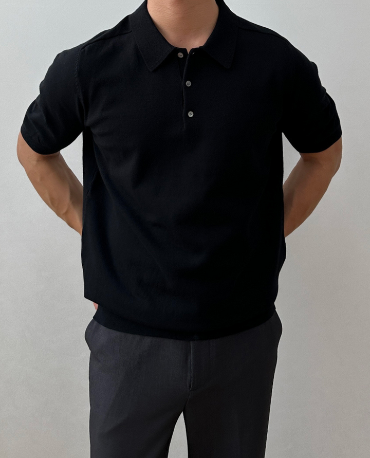 Murano Knitted Polo Shirt Black