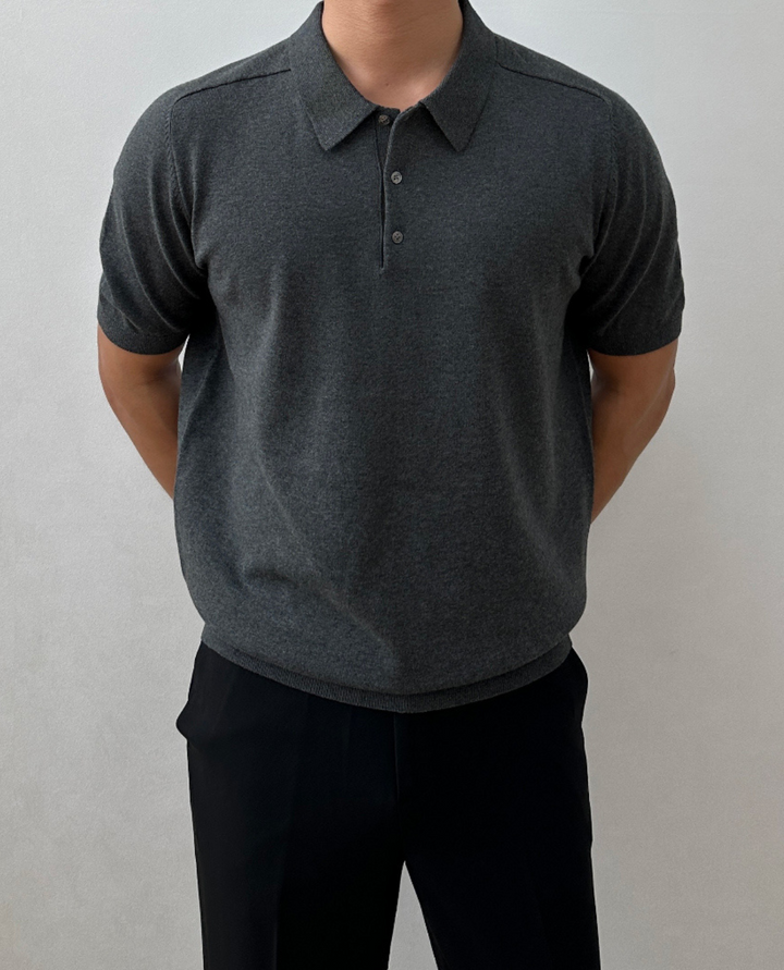 Murano Knitted Polo Shirt Grey