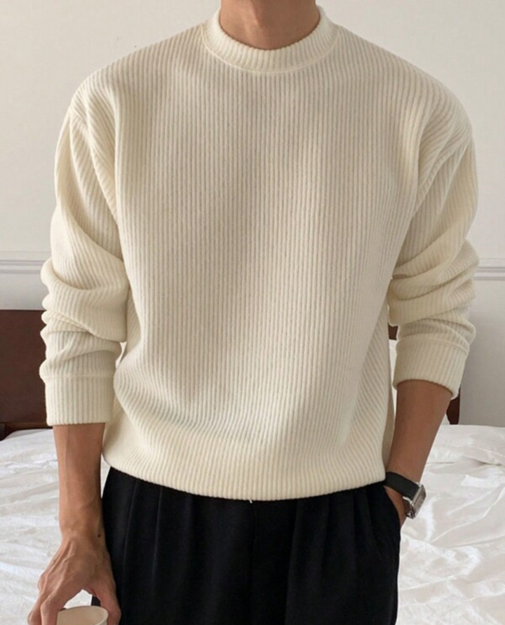Renier Ribbed Knit Sweater Beige