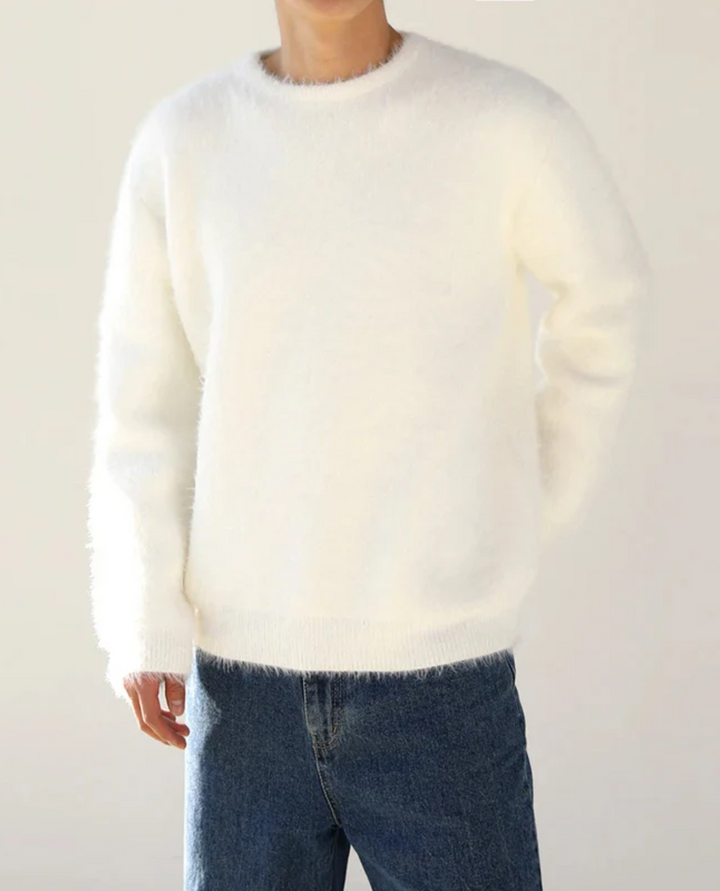 Mohair Crew Neck Sweater Ecru Beige