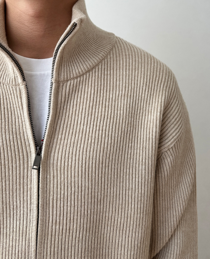 Ferrand High Collar Zip Cardigan