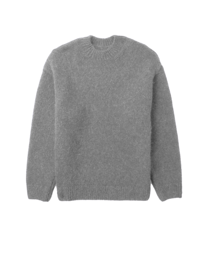 Milano Knit Wool Textured Sweater Light Grey