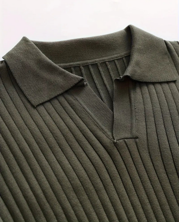Slim-Fit Ribbed Polo Shirt