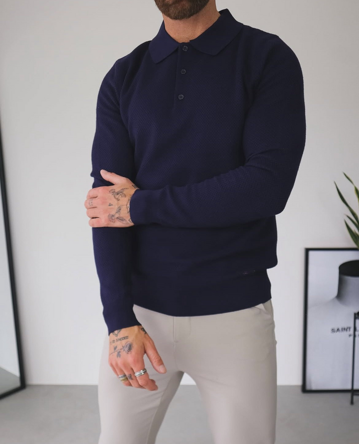 Casual Arveilo Polo Shirt Navy Blue