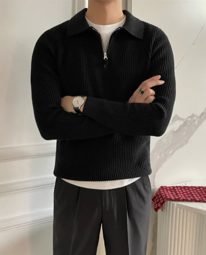 Savio Quarter Zip Sweater Black