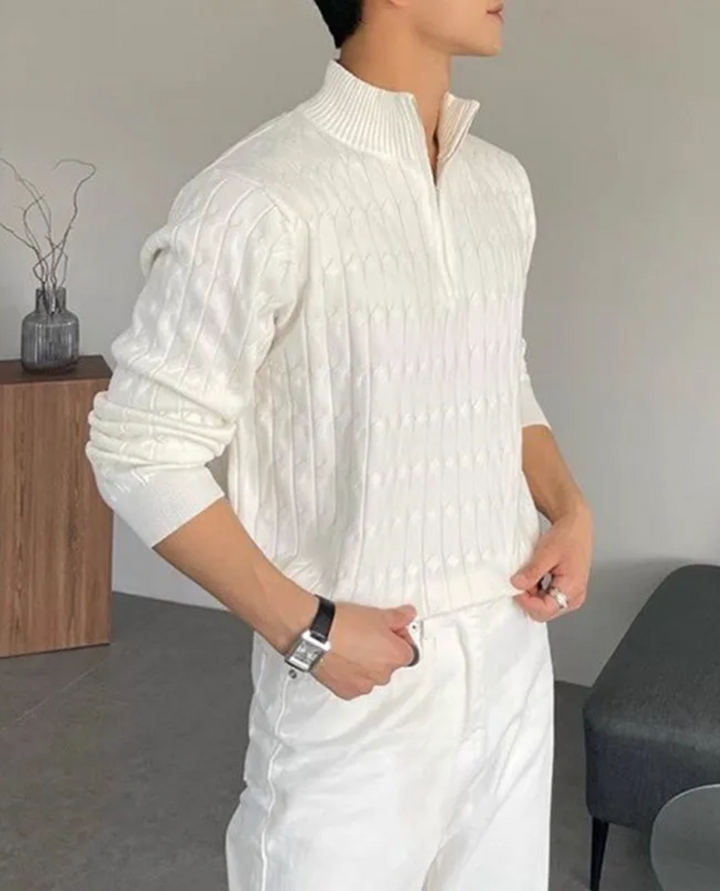 Toulon Textured Quarter Zip Sweater