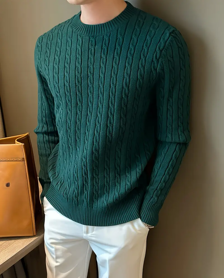Antibes Cable Sweater Forest Green