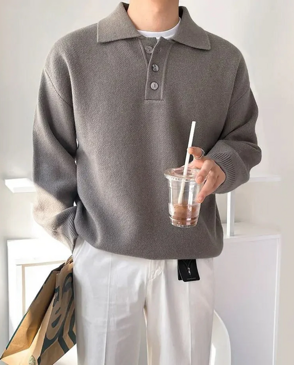 The Arveilo Polo Sweater Stone Beige