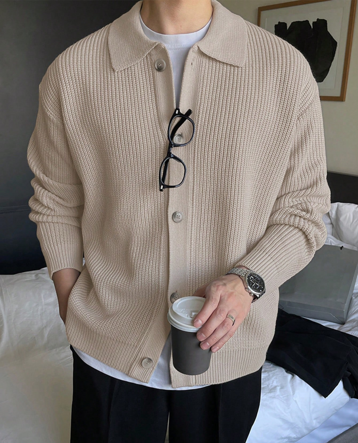 Como Button Knit Cardigan Beige