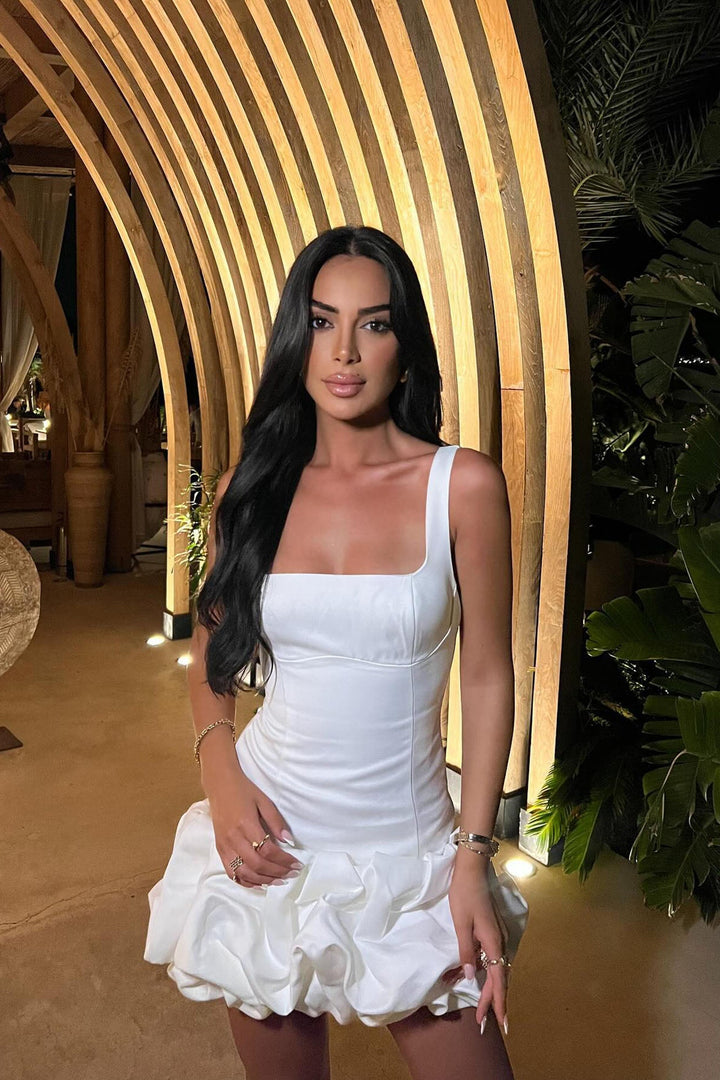 Sienna Satin Mini Dress - White