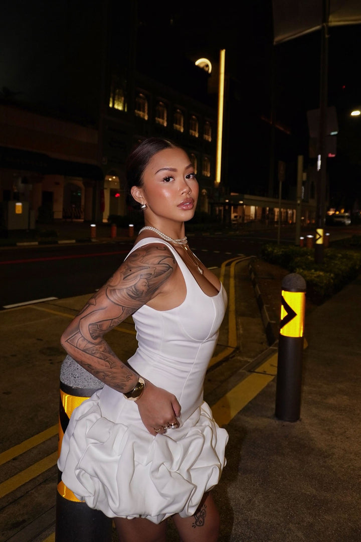 Sienna Satin Mini Dress - White