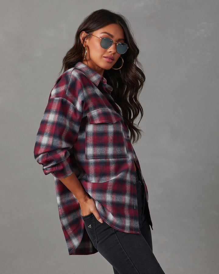 Petaluma Cotton Blend Plaid Button Down Top