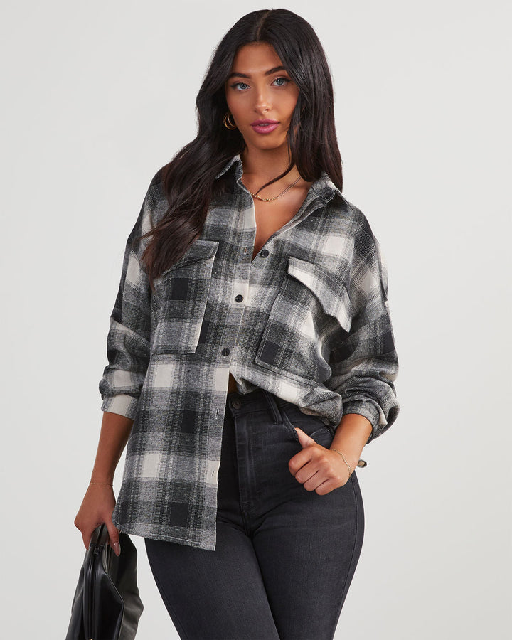 Petaluma Cotton Blend Plaid Button Down Top