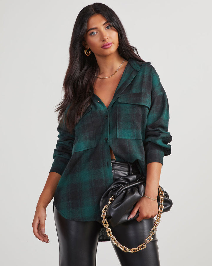 Petaluma Cotton Blend Plaid Button Down Top