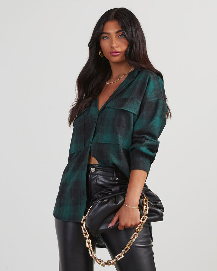 Petaluma Cotton Blend Plaid Button Down Top