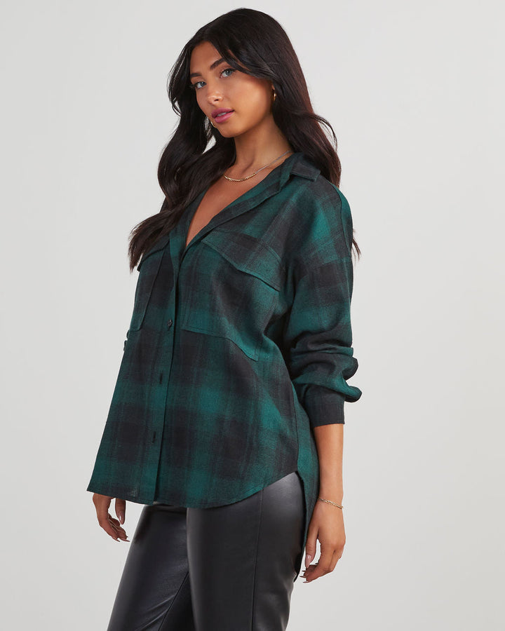 Petaluma Cotton Blend Plaid Button Down Top