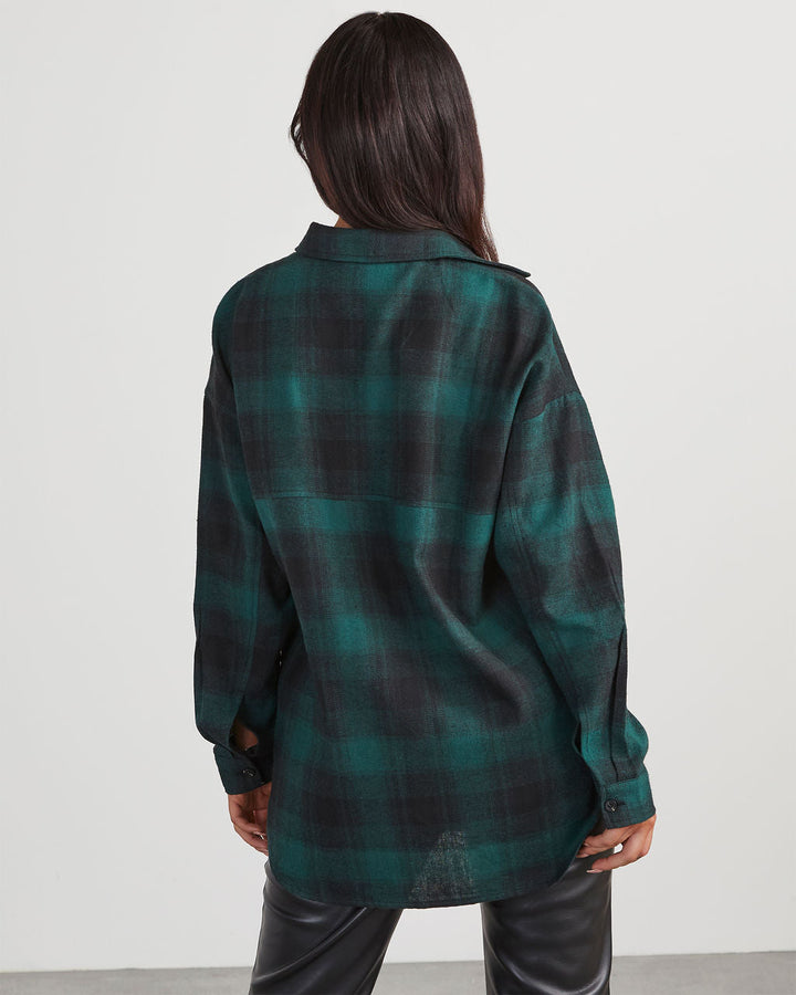 Petaluma Cotton Blend Plaid Button Down Top