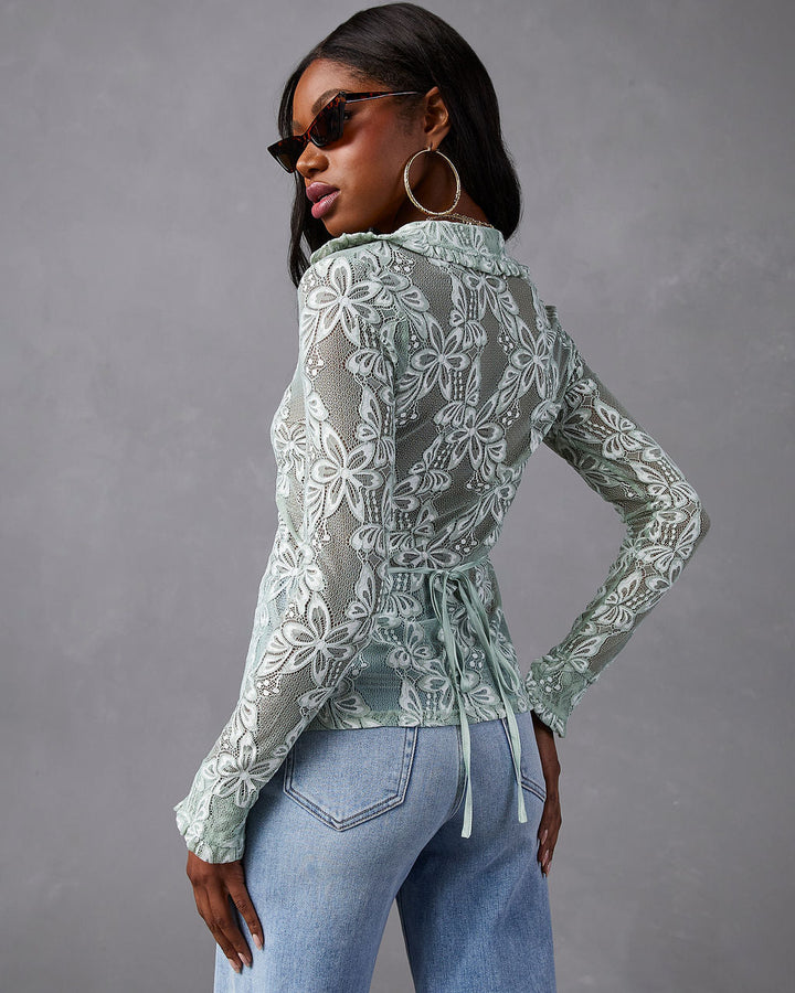 Mystine Lace Floral Long Sleeve Top