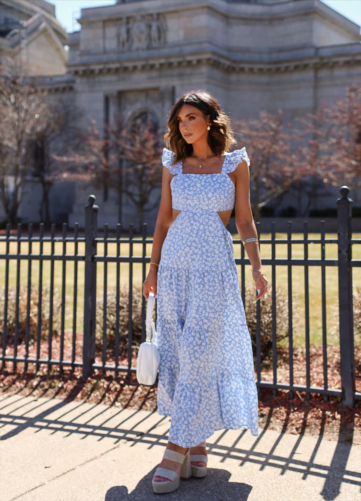 Cordelia Tiered Cut Out Back Floral Maxi Dress
