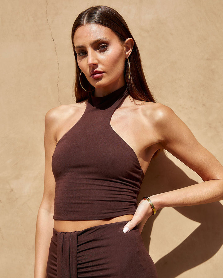 Break The Mold Halter Top Chocolate