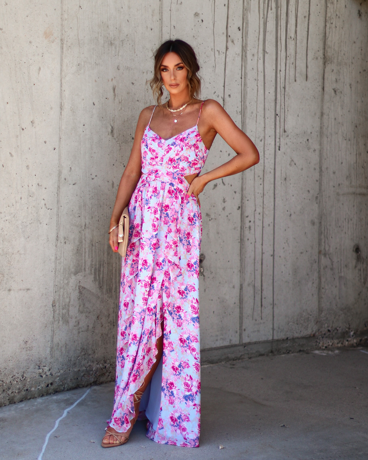 Ever So Sweet Floral Side Cutout Maxi Dress Floral