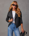 Slick Chick Coated Faux Leather Moto Jacket Black