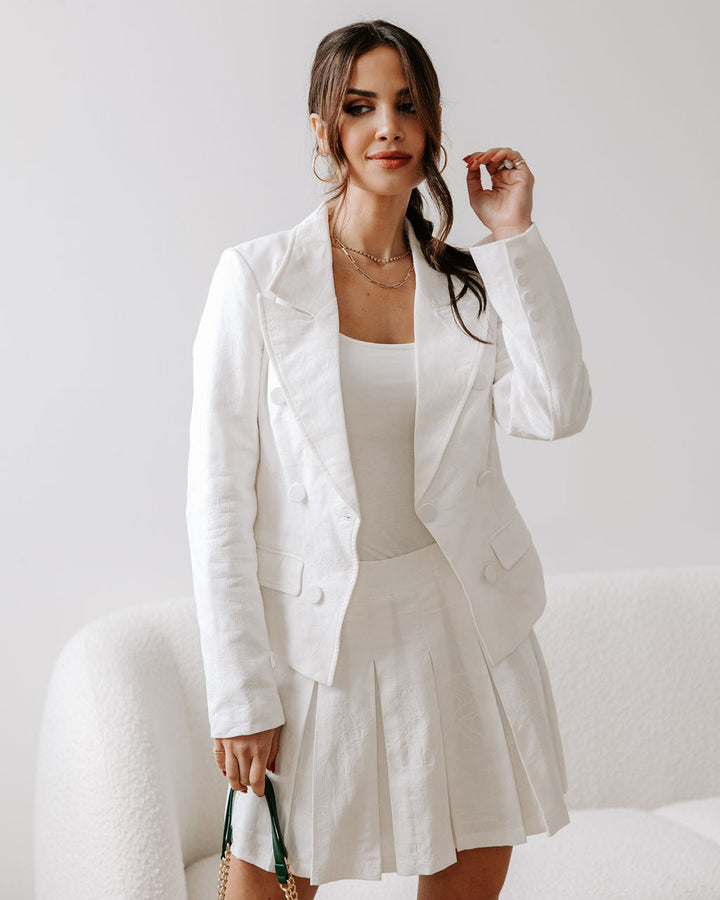 Peace Of Mind Pleated Embossed Mini Skirt