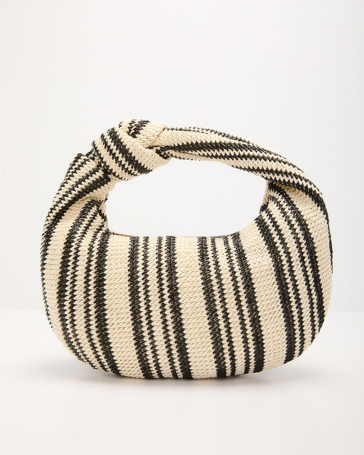 Hansen Striped Knotted Top Handle Bag