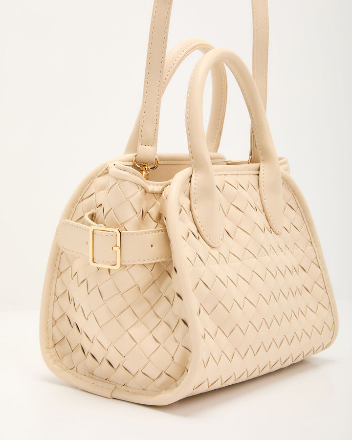 Louien Woven Faux Leather Satchel
